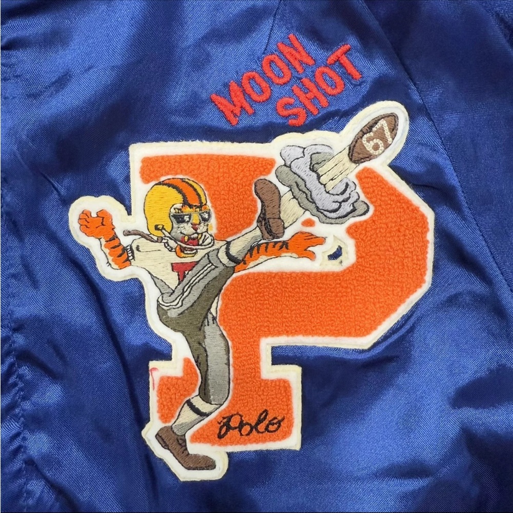 Rare POLO Ralph Lauren Blue Satin Varsity Letterman Jacket Boys 6/7 - Picture 11 of 14